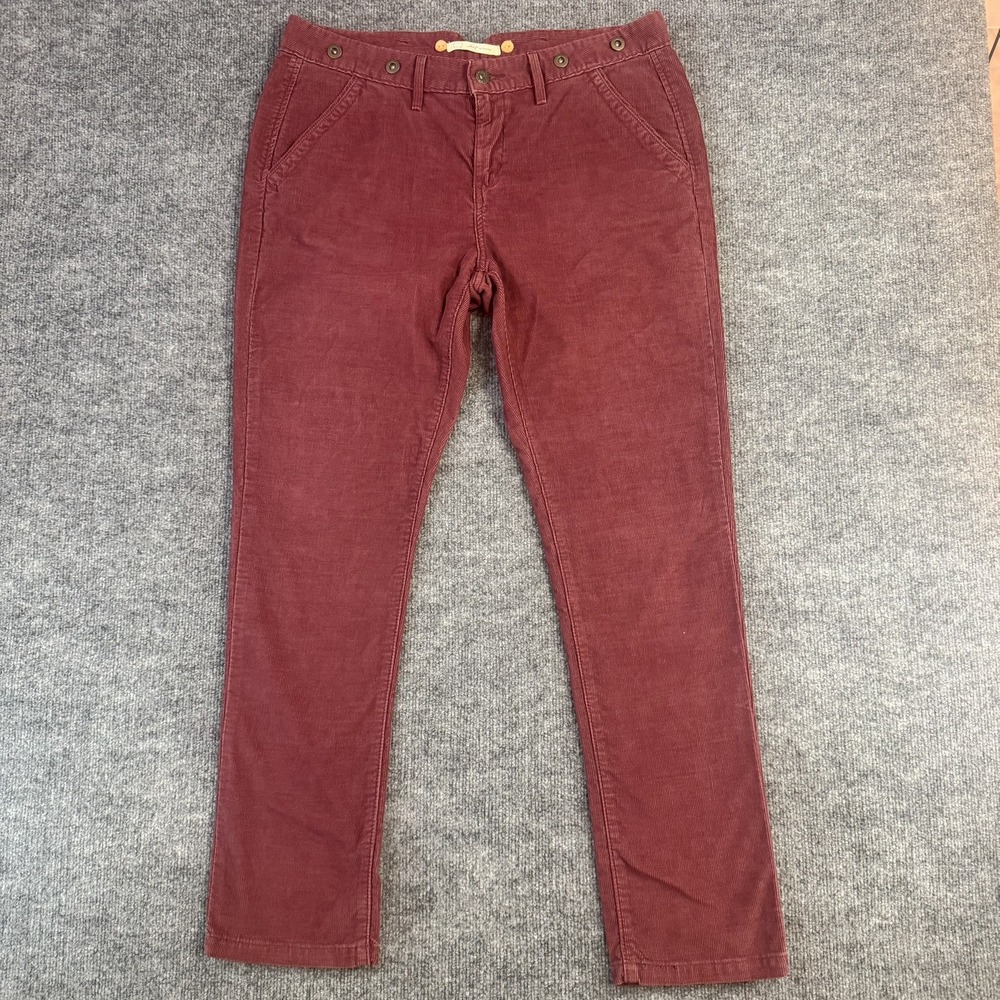 Levis Corduroy Pants Womens 31 Burgundy Red Straight Leg Cinch Back 36x31